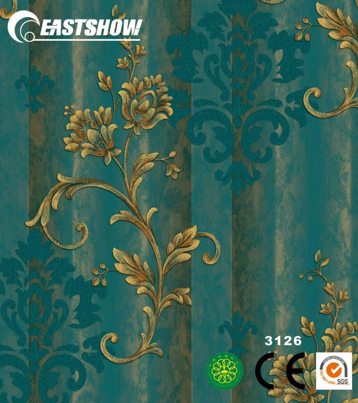 PVC Wallpaper With Classic Leaf Pattern